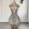 Sexy Cocktail Feather Silver Sparkly Diamond Sexy Birthday Dress