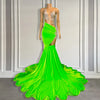 Green Sheer Mesh Mermaid Prom Dress