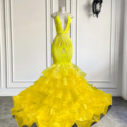 Radiant Glow: Yellow Sequin Mermaid Prom Dress
