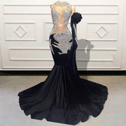 Sexy Women See Through Long Prom Dress 2023 Mermaid Glitter Beaded Crystal Formal Evening Gowns for Graduation Party