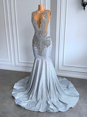 Silver Diamond Mermaid Prom Dress 2023