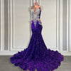 Diamond Purple Sequin Mermaid Prom Dress