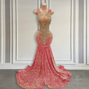 2024 Sparkly Pink Luxury Prom Gown