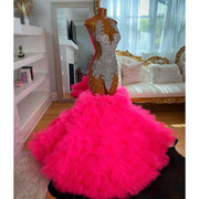 Pink Tiered Ruffle Prom Dress 2024