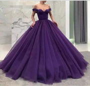 Off-The-Shoulder Purple Tulle Quinceanera Dress