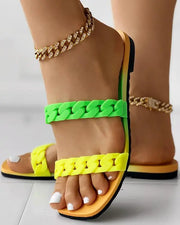 Ombre Chain Strap Casual Slippers
