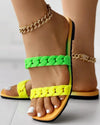 Ombre Chain Strap Casual Slippers