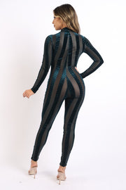 Striped velvet jumpsuit