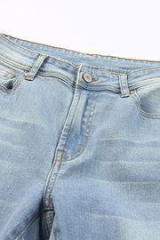 Distressed Knee Holes Straight Leg Jeans