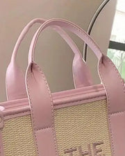 Letter Embroidery Versatile All-Match Straw Tote Bag