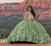 Sweet Floral Charro Off The Shoulder Quinceanera Dress