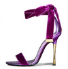 Purple Suede Lace-up Summer Sandals Heels