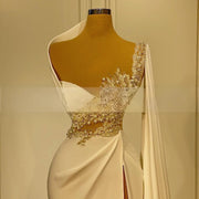 KADIER NOVIAS Long Mermaid Ivory Women's Wedding Dresses with Slit Bridal Gown Pearls Beads Robe De Mariee