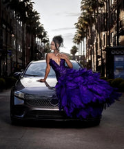 Sexy Purple Feathers Mermaid Prom Dresses 2022 Sweetheart Sequin Evening Party Gowns robe de soirée de mariage