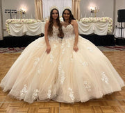 Light Champagne Strapless  Sweetheart Quinceanera Dress