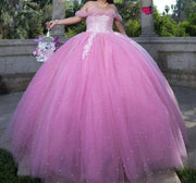 Pearly Off The Shoulder  Quinceanera Ball Gown